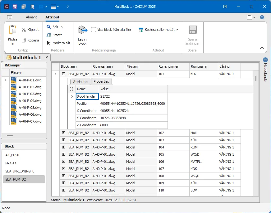 Cadium multiblock dialog