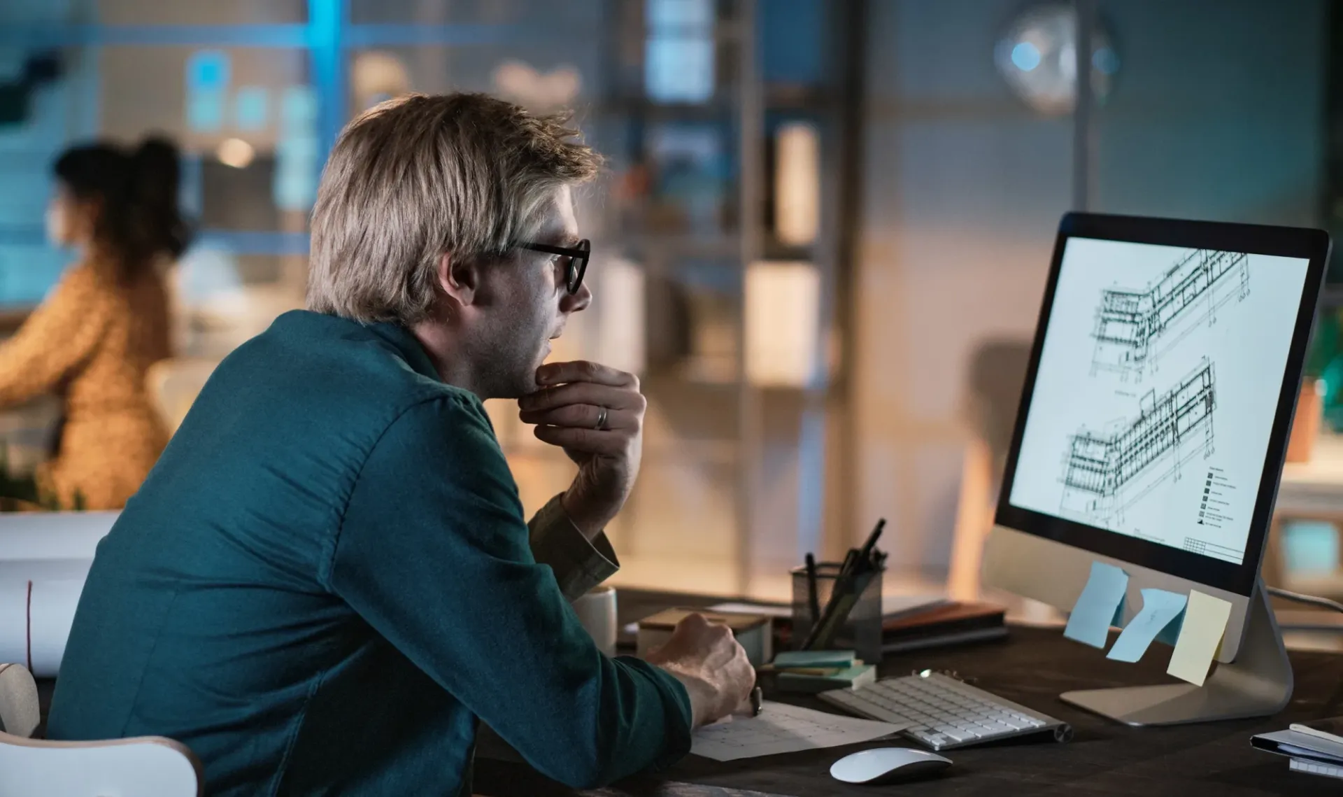 Engineer at desk